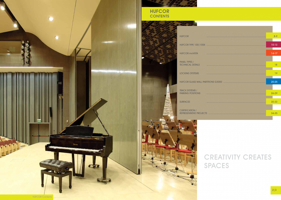 Pagina 2-Catalog - Pereti mobili HUFCOR Hufcor Catalog, brosura Engleza 
CERTIFICATION /
REPRESENTATIVE...