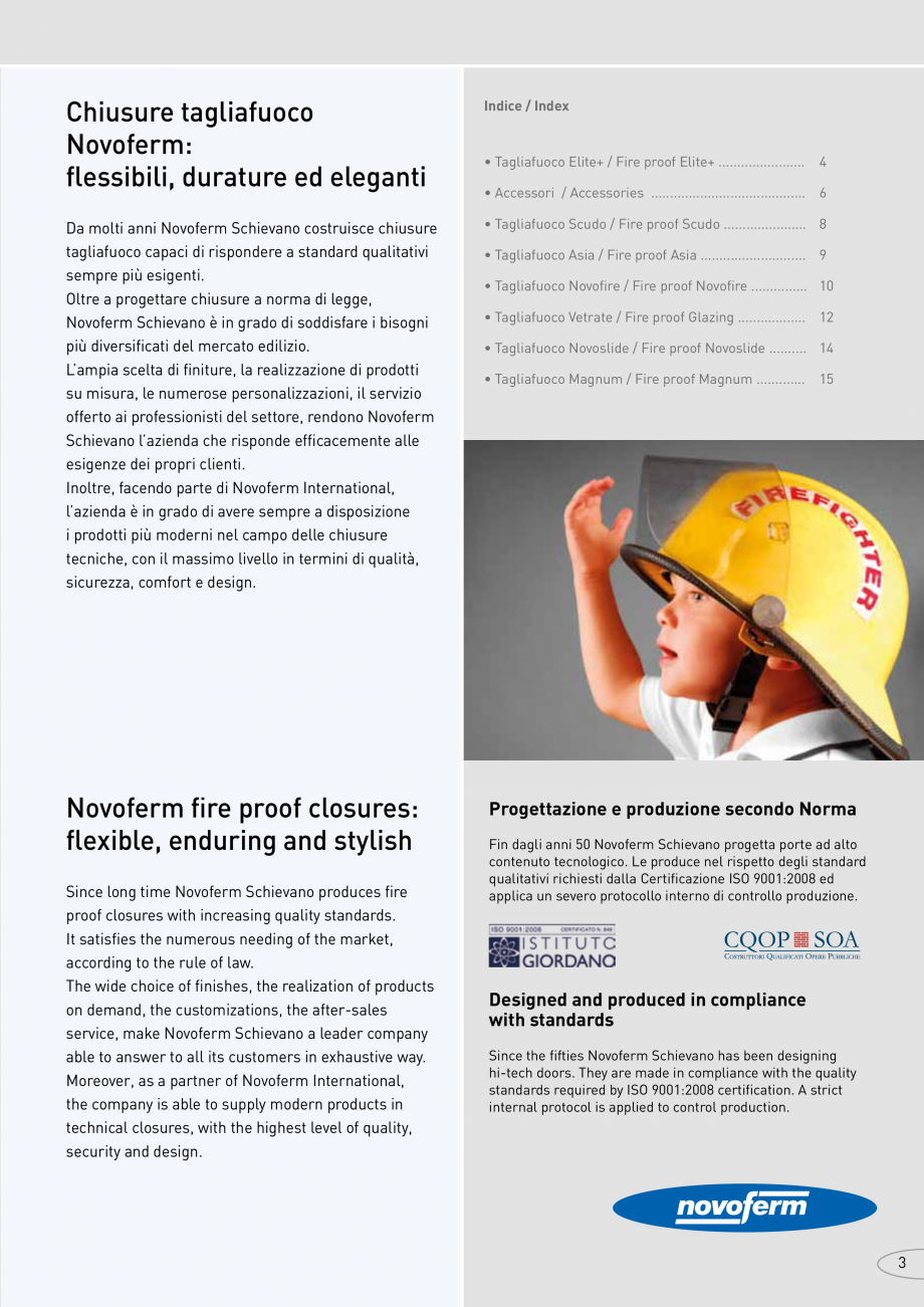 Pagina 3-Catalog pentru usi rezistente la foc  NOVOFERM metalice Catalog, brosura Italiana of Glazing ..........