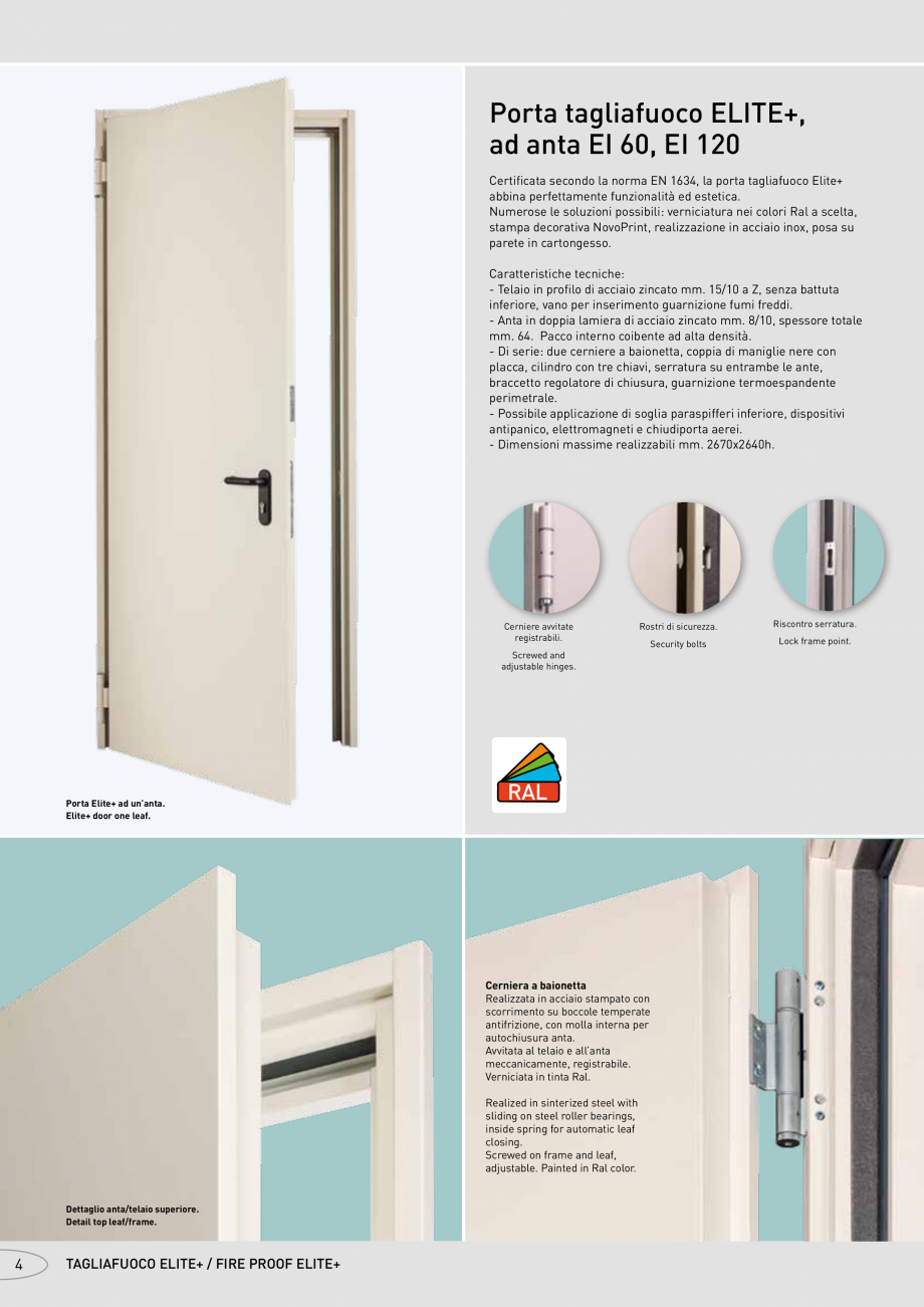 Pagina 4-Catalog pentru usi rezistente la foc  NOVOFERM metalice Catalog, brosura Italiana zione in acciaio...