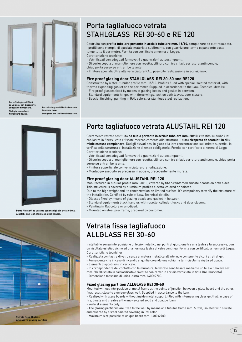 Pagina 13-Catalog pentru usi rezistente la foc  NOVOFERM metalice Catalog, brosura Italiana tici, anche con...