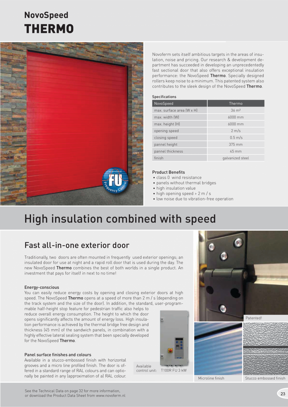 Pagina 1-Poarta exterioara rapida NOVOFERM Thermo Fisa tehnica Engleza NovoSpeed

THERMO...