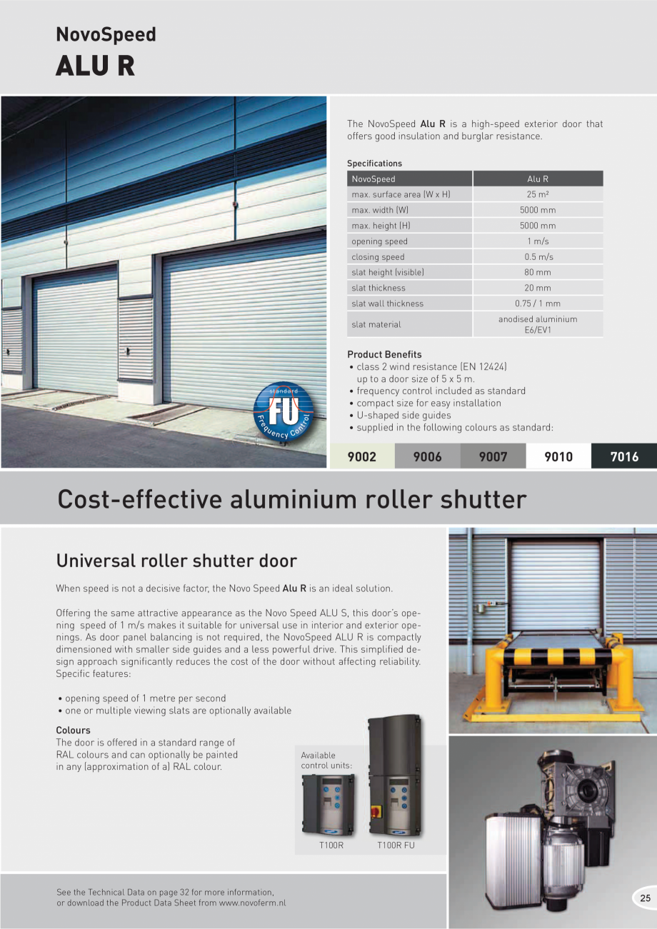 Pagina 1-Poarta exterioara rapida NOVOFERM Alu R Fisa tehnica Engleza NovoSpeed

ALU R
7KH 1RYR6SHHG Alu R...