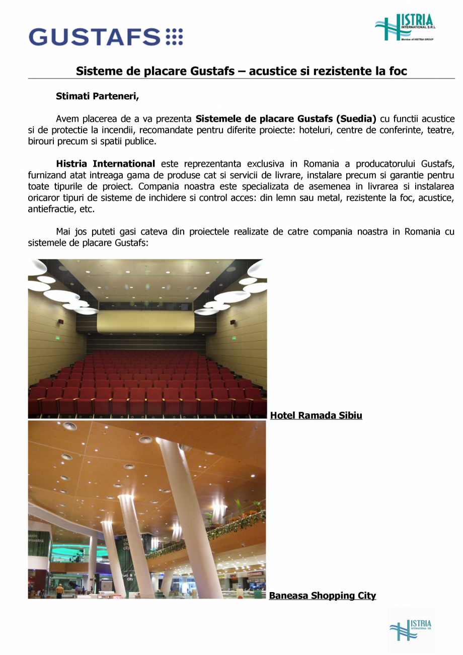 Pagina 1 - Sisteme de placare acustice si rezistente la foc - Proiecte in Romania GUSTAFS Lucrari,...