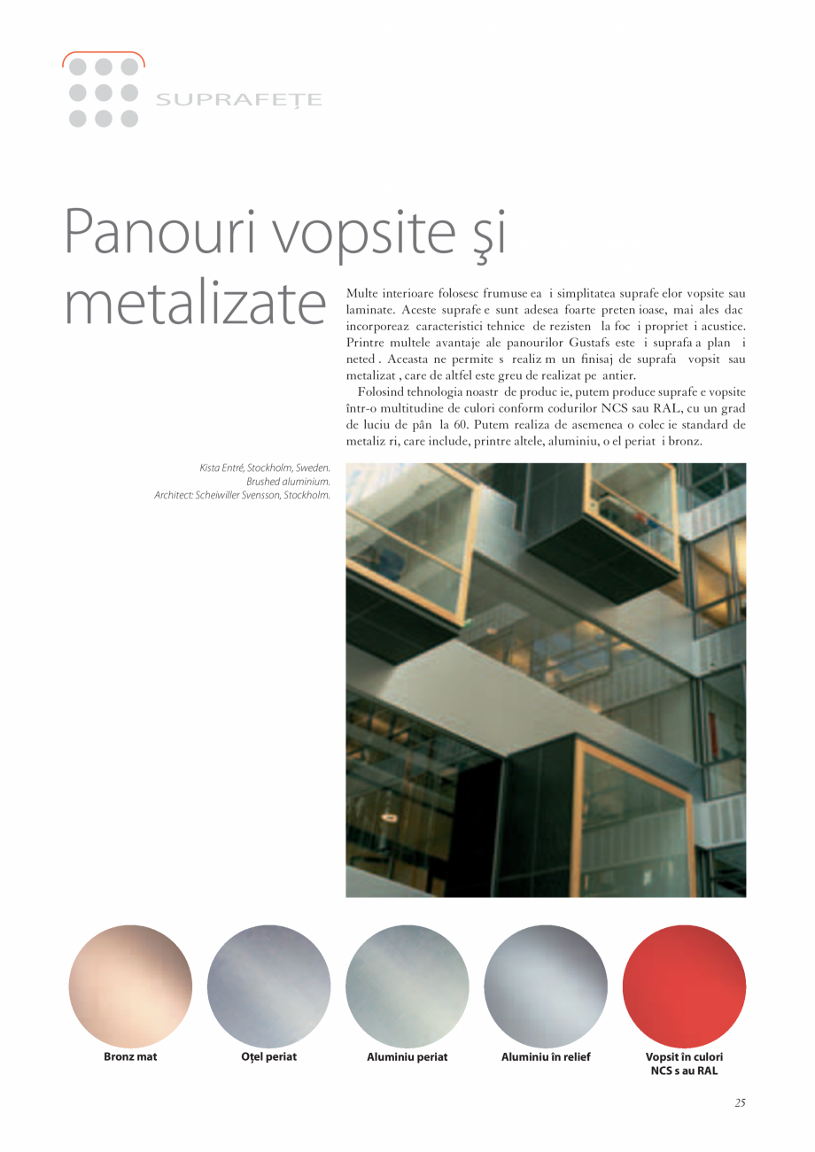 Pagina 25-Catalog- Panouri fonoabsorbante GUSTAFS Gustafs Catalog, brosura Romana le Capax asigură o...