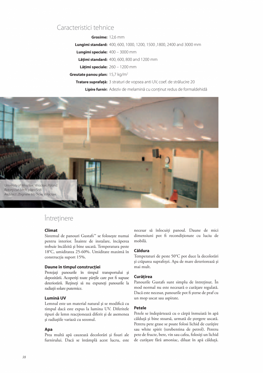 Pagina 38-Catalog- Panouri fonoabsorbante GUSTAFS Gustafs Catalog, brosura Romana 