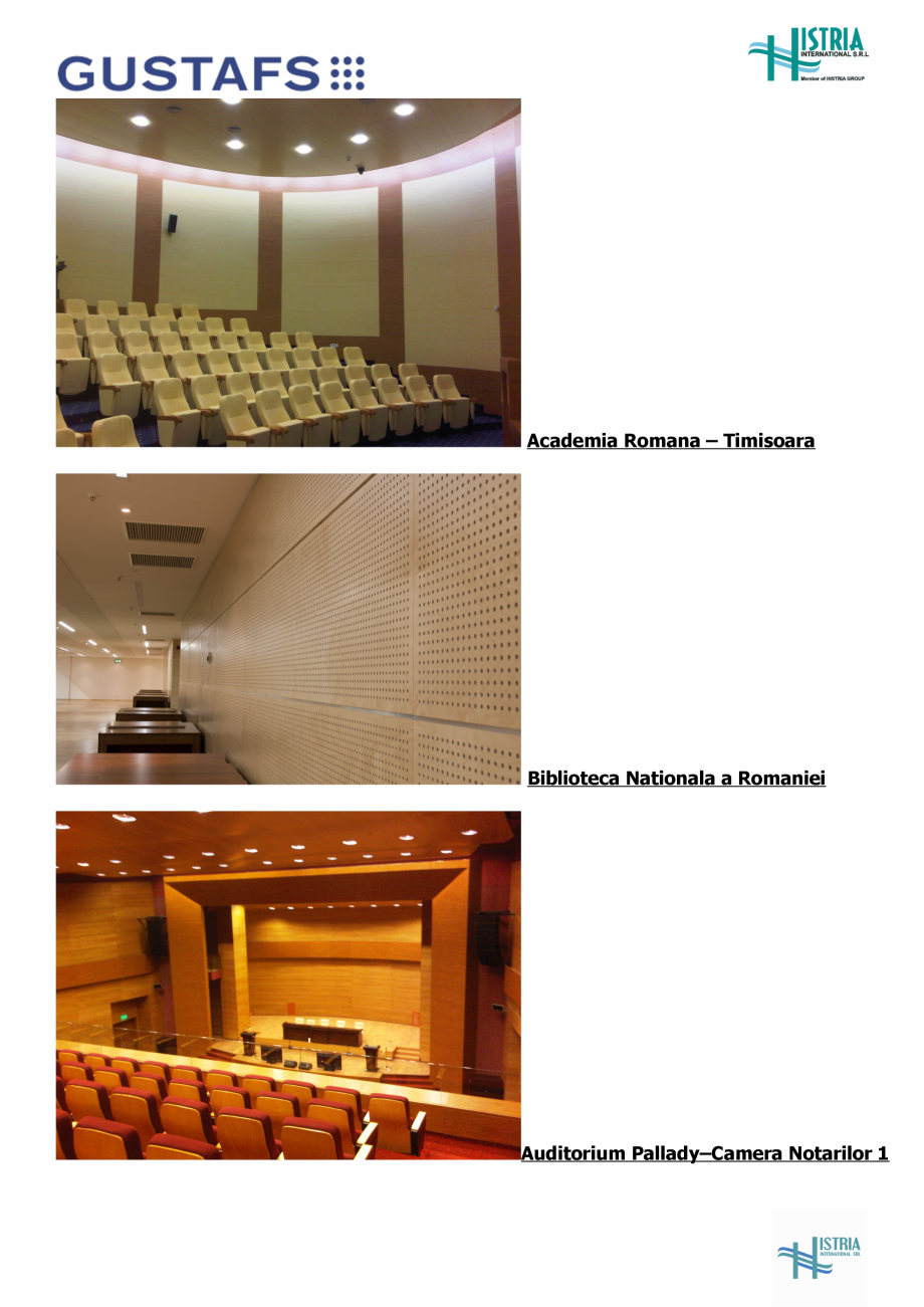 Pagina 2-Referinte Gustafs in Romania GUSTAFS Catalog, brosura Romana Auditorium Pallady – Camera...