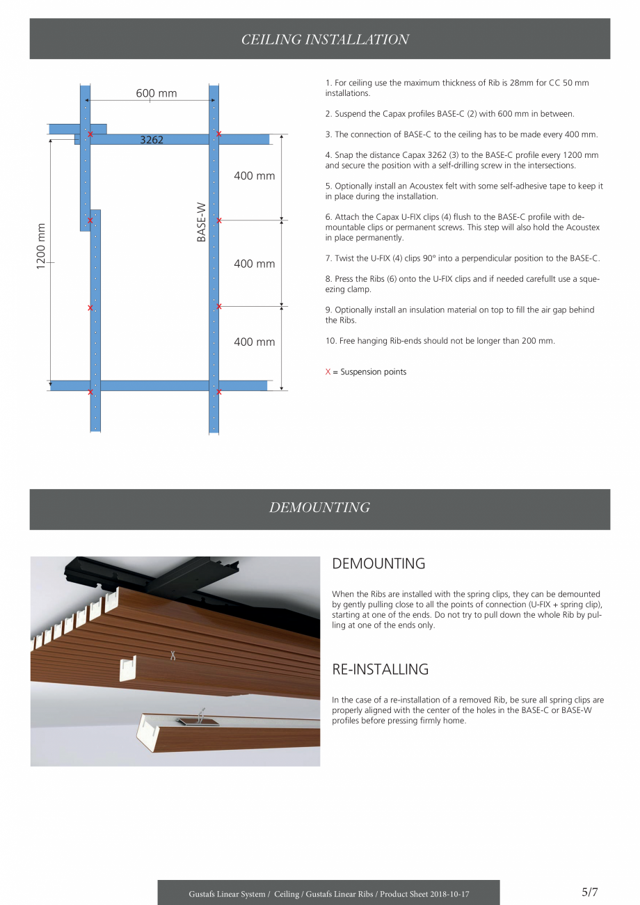 Pagina 5 - Panouri fonoabsorbante pentru plafoane - sistem linear - instructiuni de montaj  GUSTAFS ...