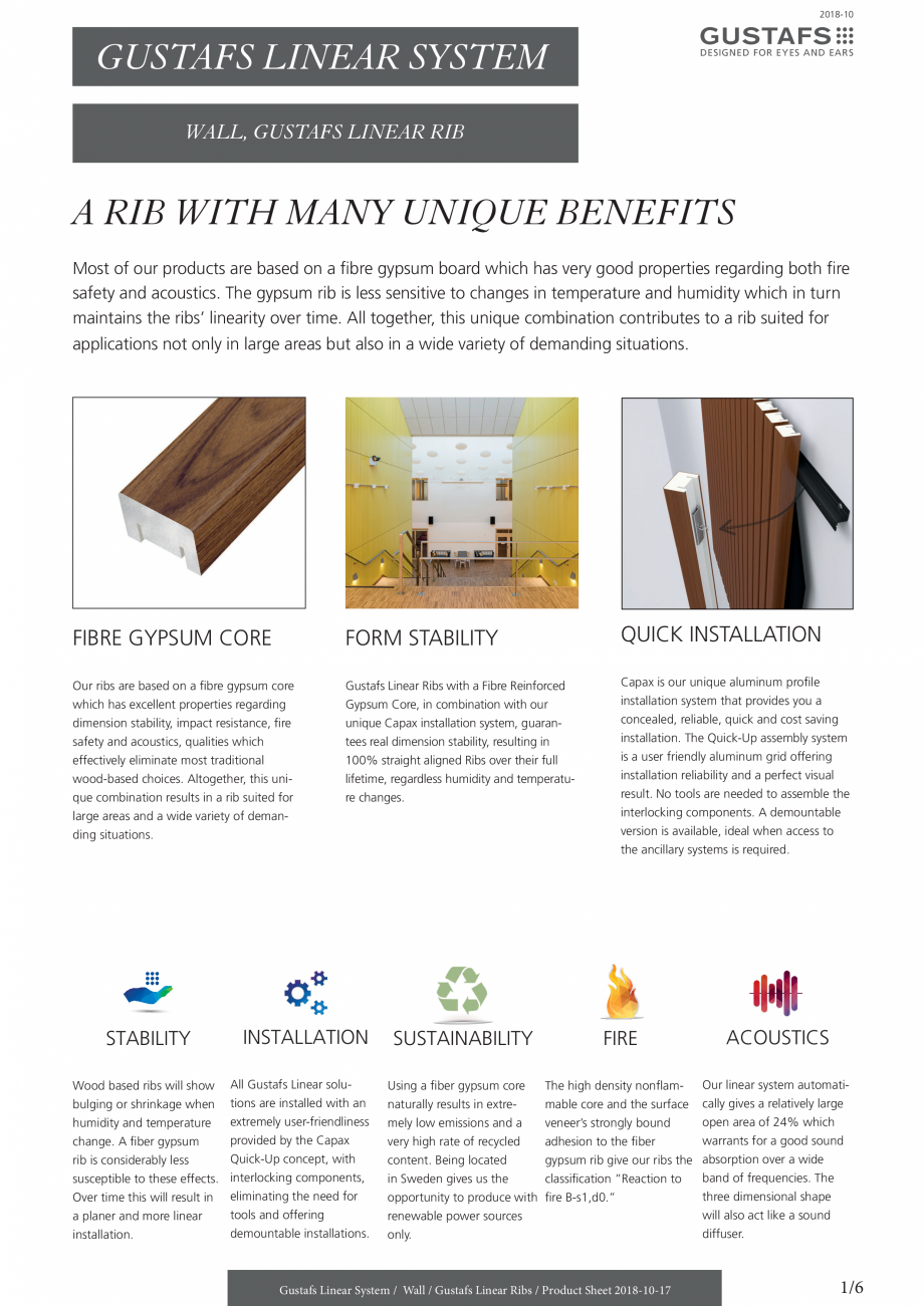 Pagina 1-Panouri fonoabsorbante pentru pereti - sistem linear - instructiuni de montaj GUSTAFS Gustafs...