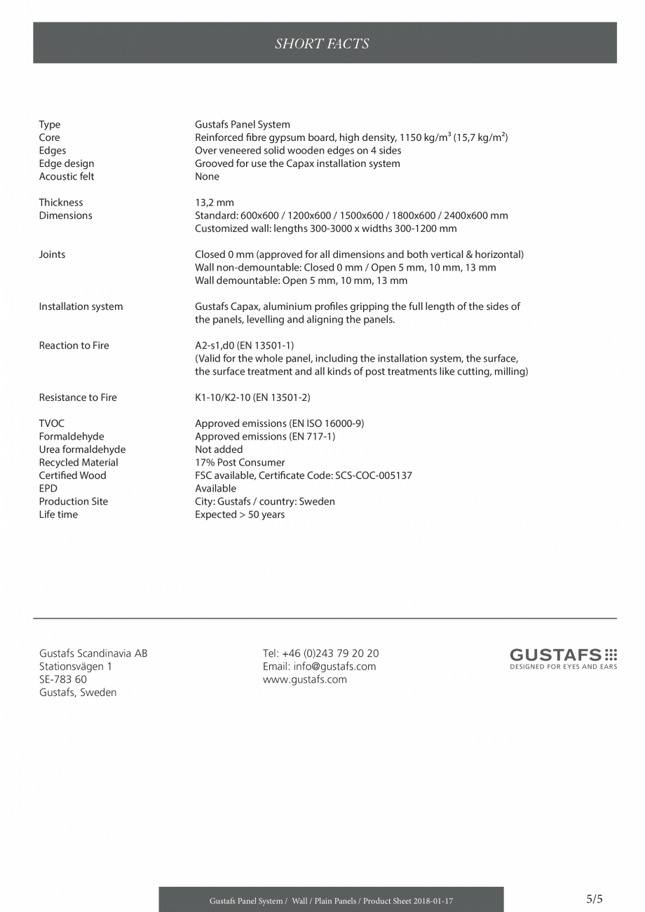 Pagina 5 - Panouri fonoabsorbante LIS pentru pereti - instructiuni de utilizare GUSTAFS Gustafs...