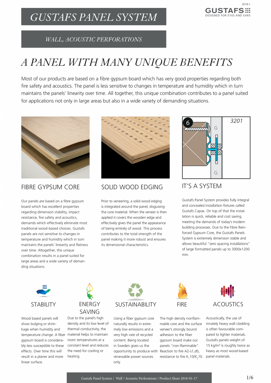 Pagina 1-Panouri fonoabsorbante pentru pereti - perforatii acustice-instructiuni de instalare GUSTAFS Gustafs...