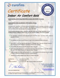 Certificare Eurofins pentru vata minerala de sticla cu tehnologie ECOSE®
