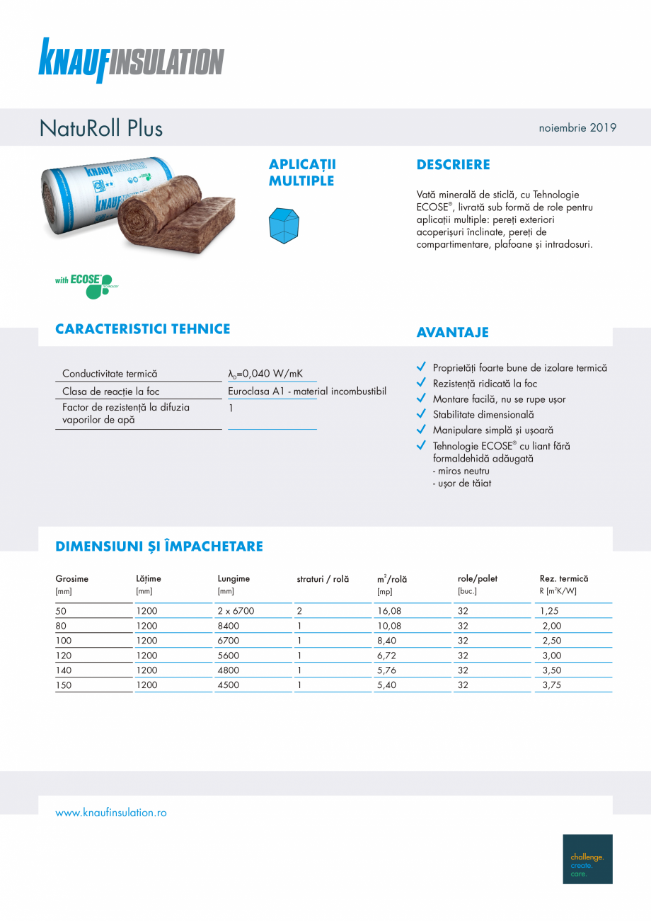 Pagina 1-Vata minerala de sticla KNAUF INSULATION NatuRoll Plus Fisa tehnica Romana NatuRoll Plus

noiembrie ...