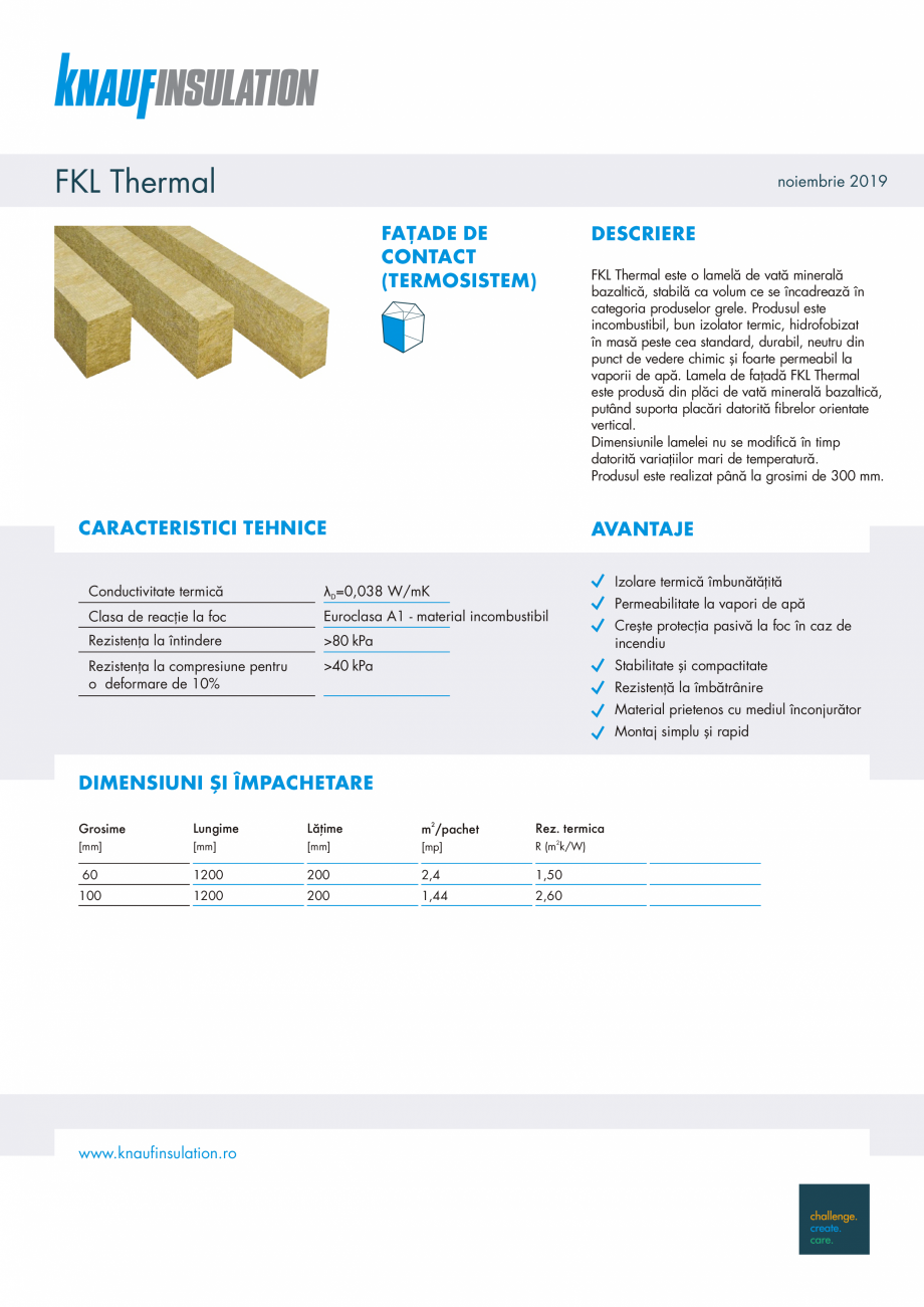 Pagina 1-Lamela termoizolanta pentru fatade de contact (termosistem) KNAUF INSULATION FKL Thermal Fisa...