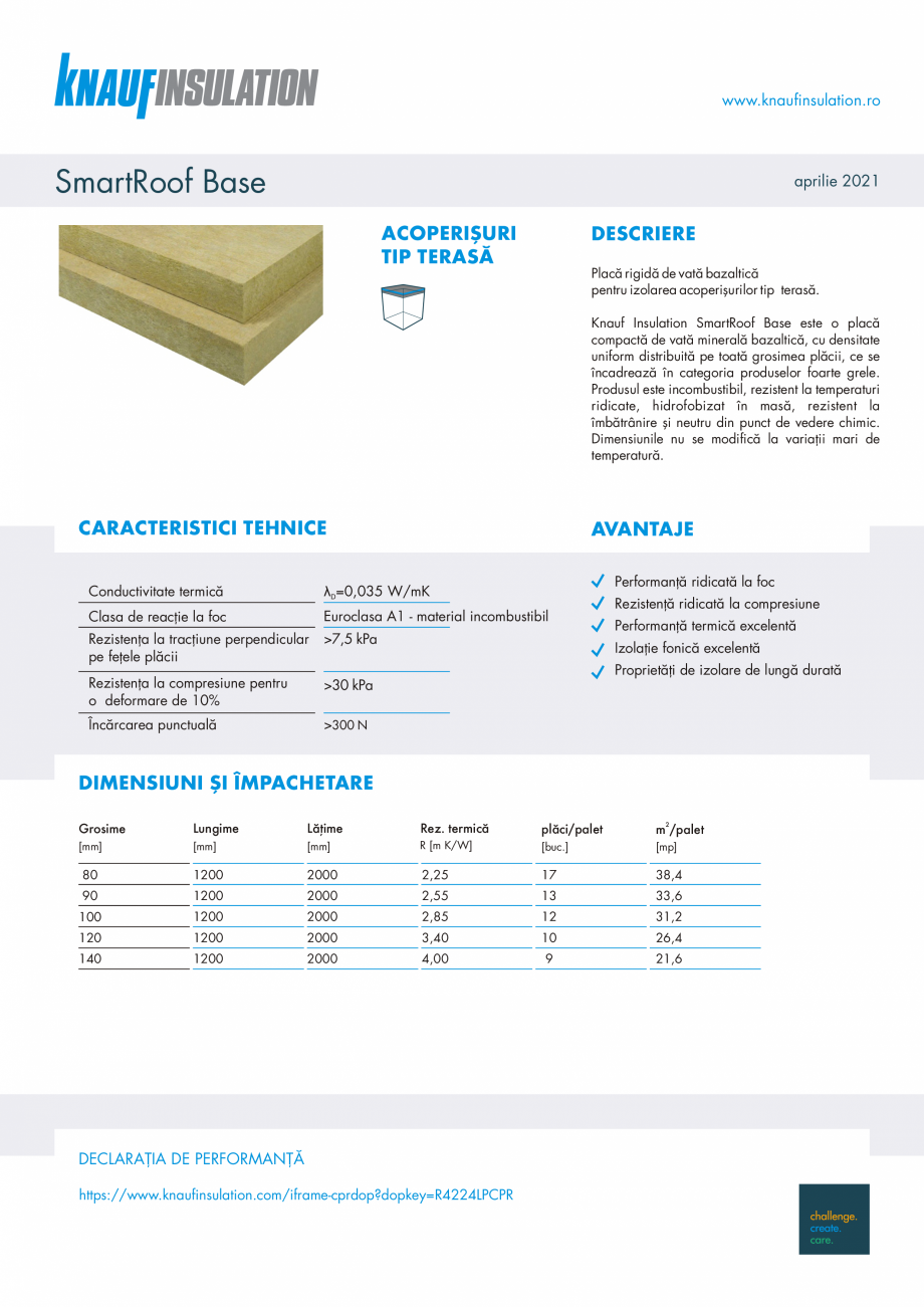 Pagina 1-Placa rigida de vata bazaltica pentru izolarea acoperisurilor tip terasa KNAUF INSULATION Smart Roof...