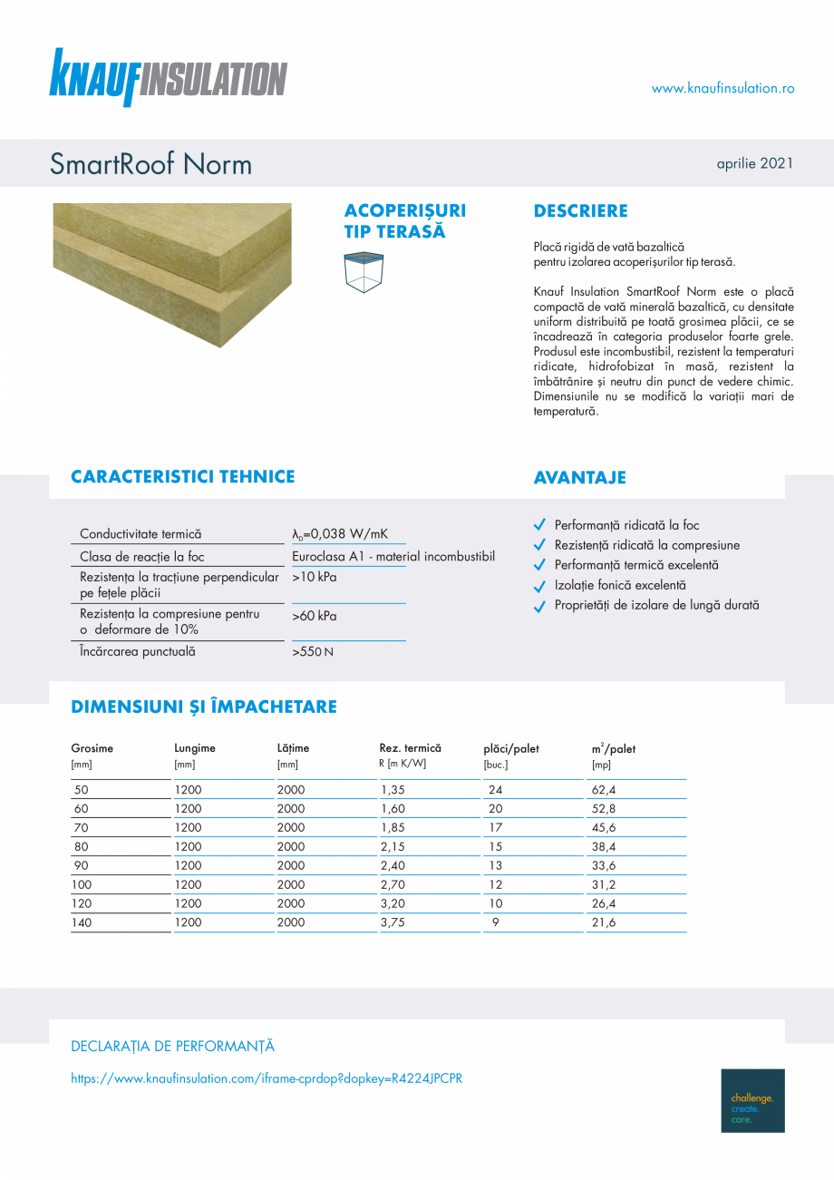 Pagina 1-Placa rigida de vata bazaltica pentru izolarea acoperisurilor tip terasa KNAUF INSULATION Smart Roof...