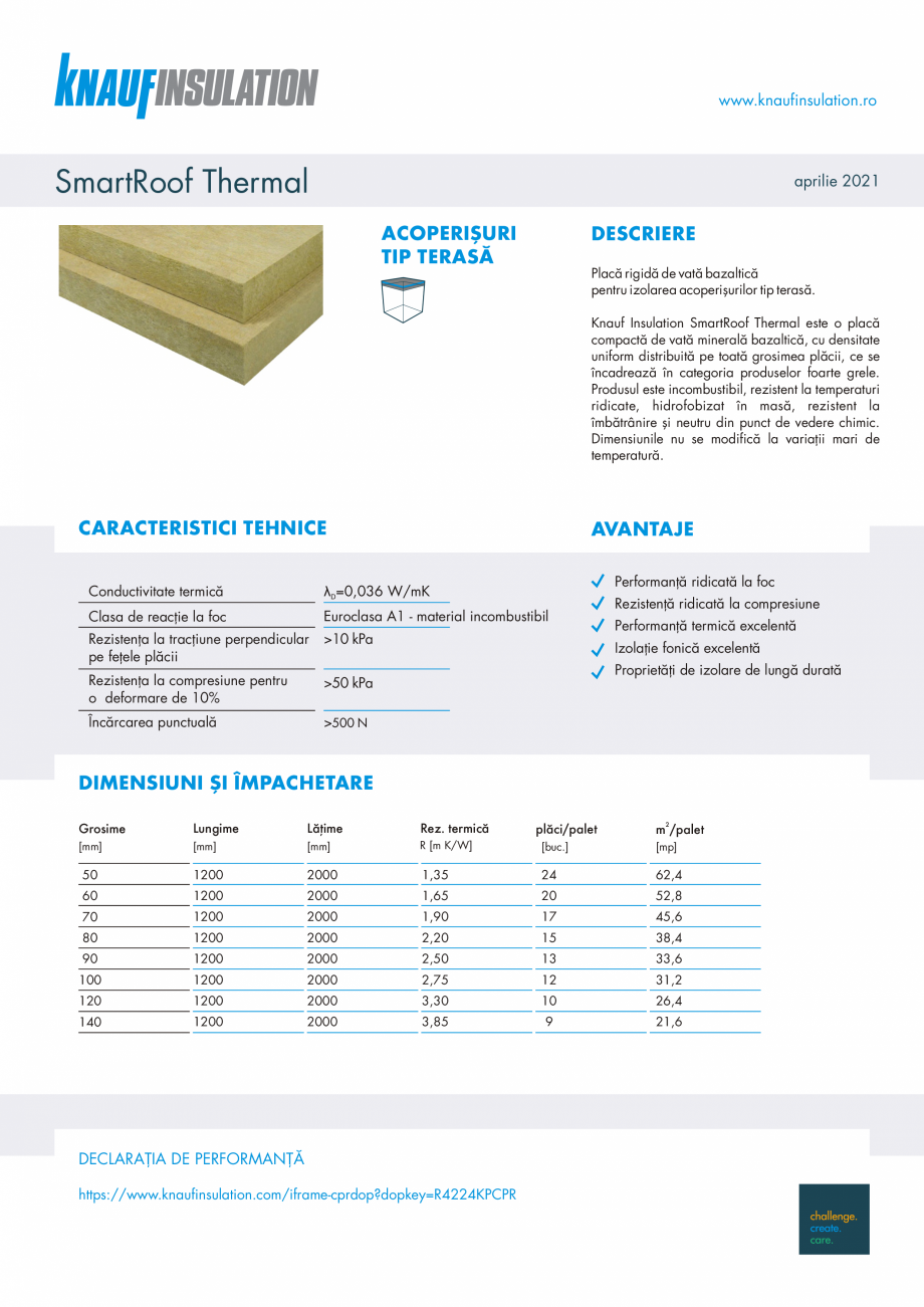 Pagina 1-Placa rigida de vata bazaltica pentru izolarea acoperisurilor tip terasa KNAUF INSULATION Smart Roof...