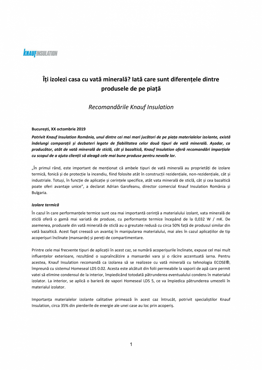 Pagina 1-Knauf Insulation l Recomandari vata minerala KNAUF INSULATION Catalog, brosura Romana Îți izolezi ...