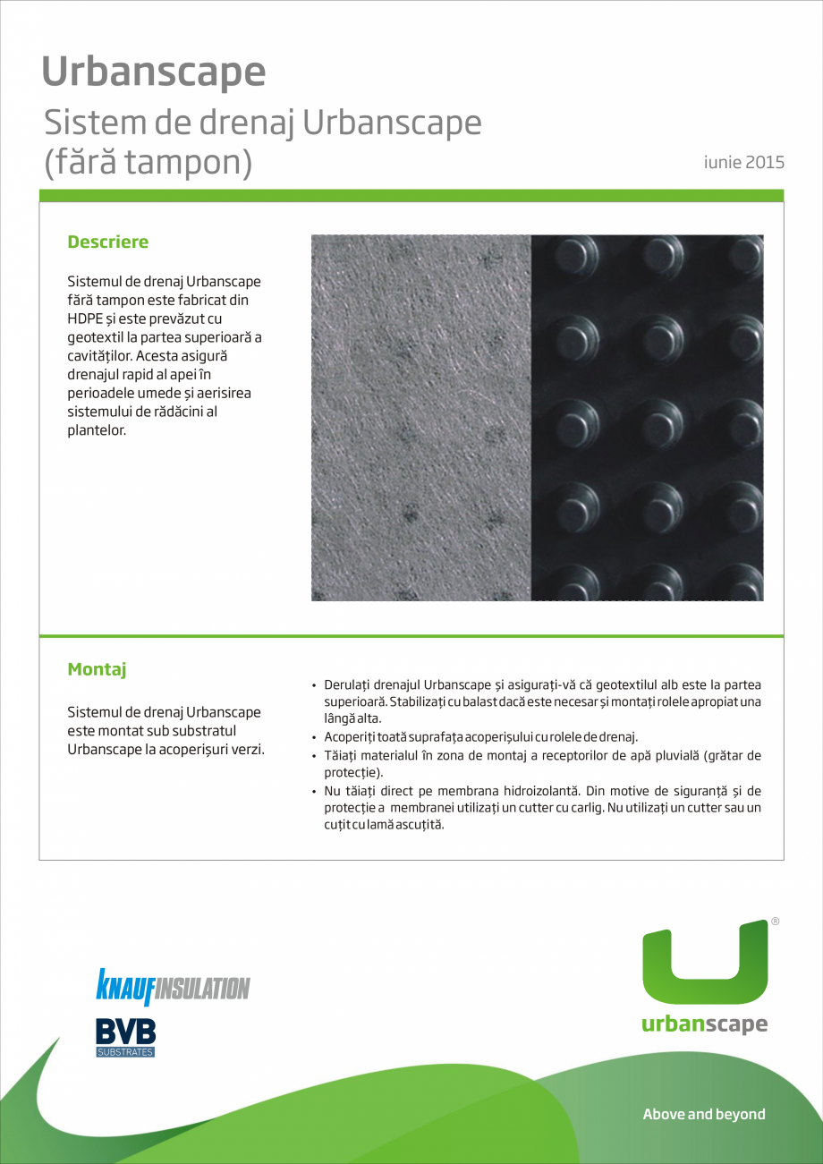Pagina 1-Sistem de drenaj fara tampon KNAUF INSULATION Drenaj Urbanscape (fara tampon) Fisa tehnica Romana...