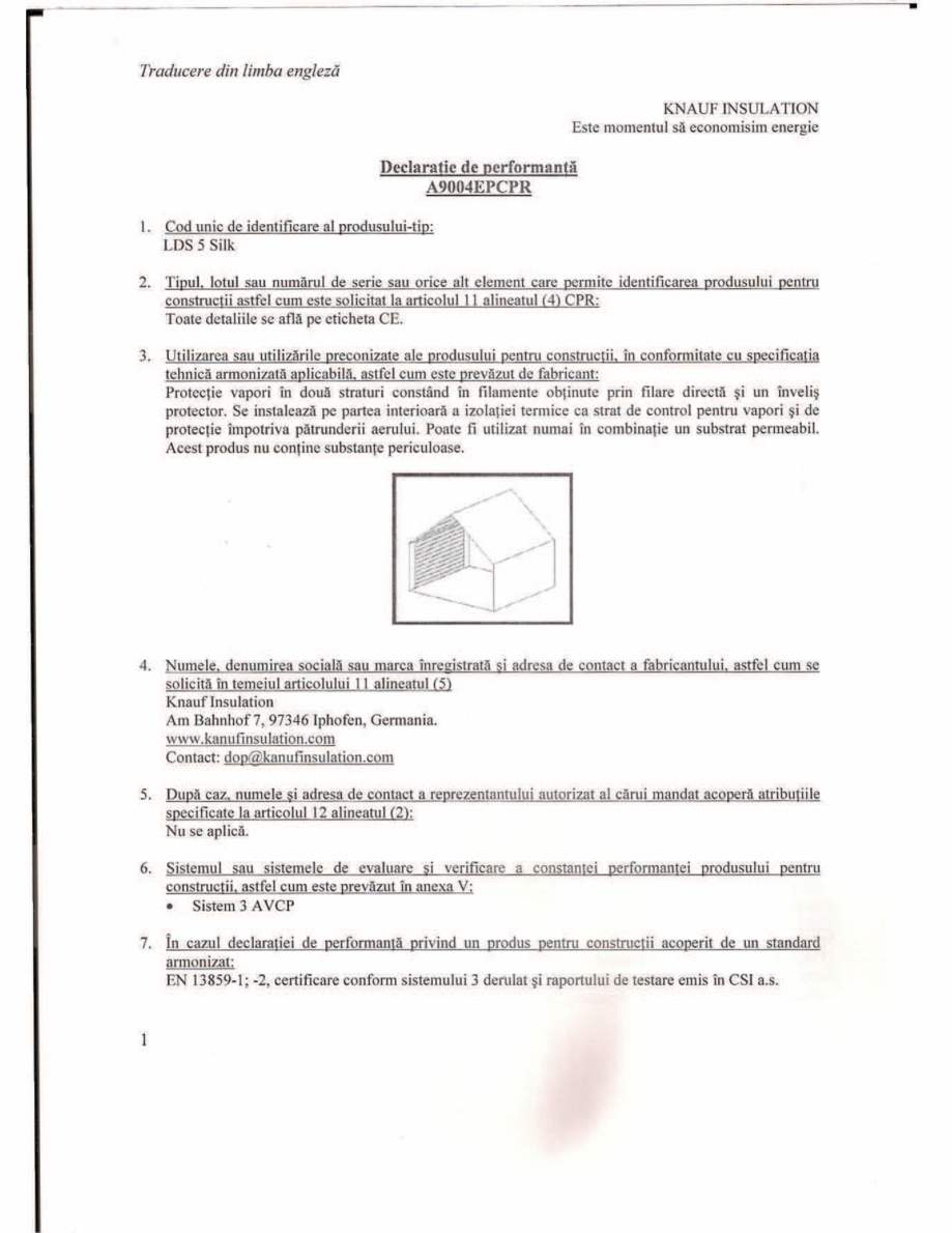 Pagina 1-Declaratie de performanta -Bariera de vapori activa la interior, pentru eliminarea controlata a...
