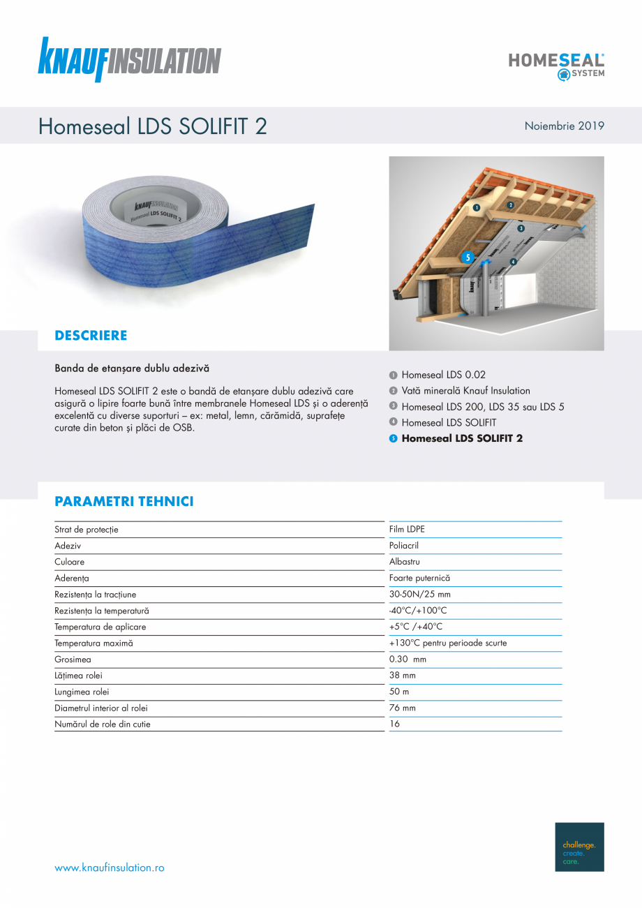 Pagina 1-Banda de etansare dublu adeziva KNAUF INSULATION LDS solifit 2 Fisa tehnica Romana Homeseal LDS...