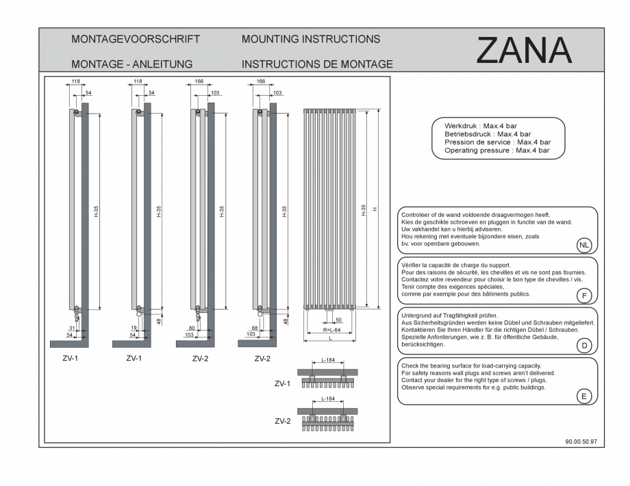 Pagina 1 - Manual Montaj Calorifere Decorative Zana Vertical VASCO Instructiuni montaj, utilizare...