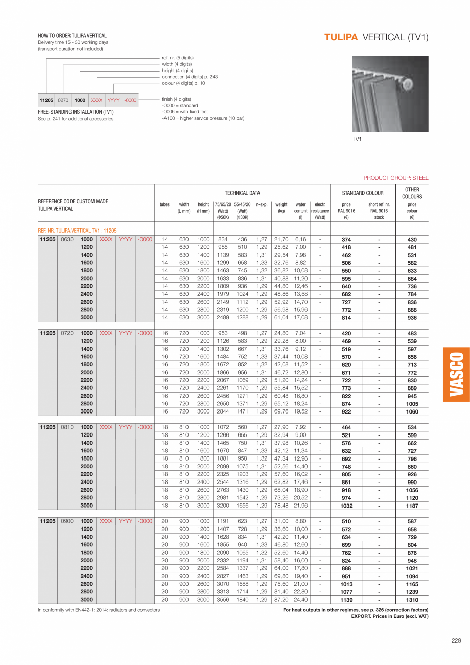 Pagina 3 - Calorifere verticale din otel VASCO TULIPA VERTICAL Fisa tehnica 00009016
price € 93...