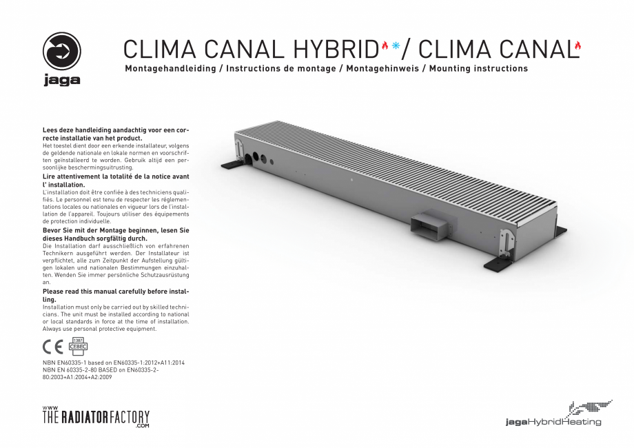 Pagina 1-Ventiloconvector de pardoseala JAGA CLIMA CANAL, CLIMA CANAL Hybrid Instructiuni montaj, utilizare...