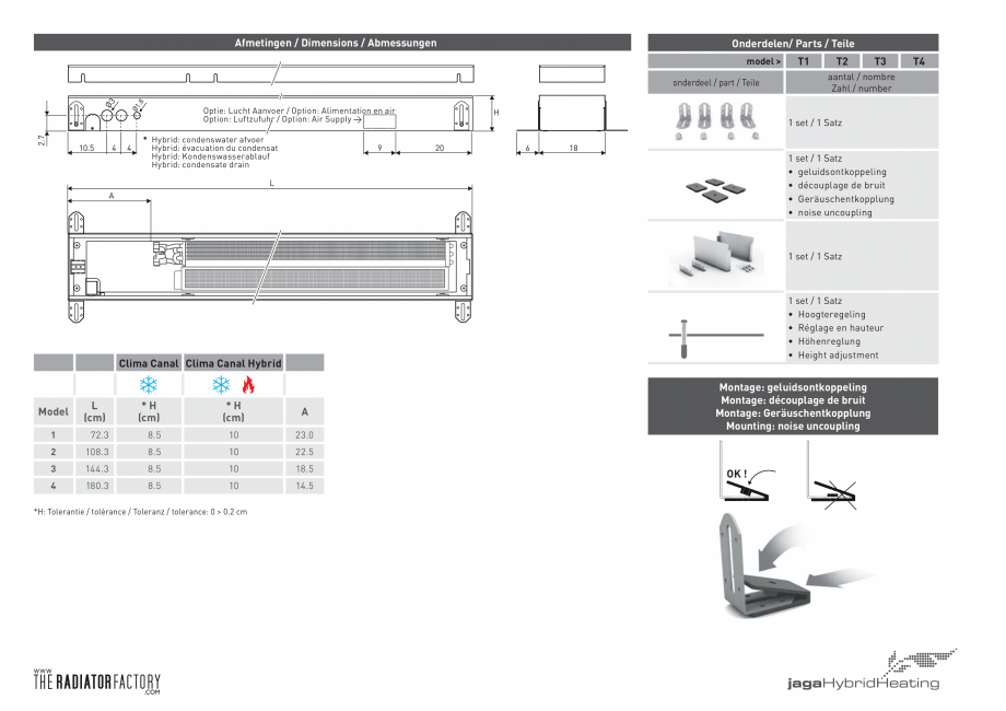 Pagina 4 - Ventiloconvector de pardoseala JAGA CLIMA CANAL, CLIMA CANAL Hybrid Instructiuni montaj, ...