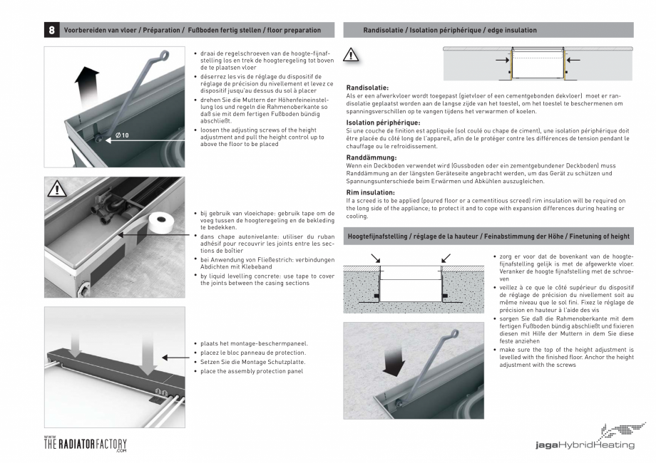 Pagina 9 - Ventiloconvector de pardoseala JAGA CLIMA CANAL, CLIMA CANAL Hybrid Instructiuni montaj, ...