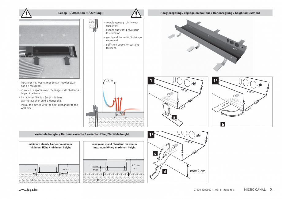 Pagina 3-Ventiloconvector de pardoseala JAGA MICRO CANAL Instructiuni montaj, utilizare Engleza, Franceza,...