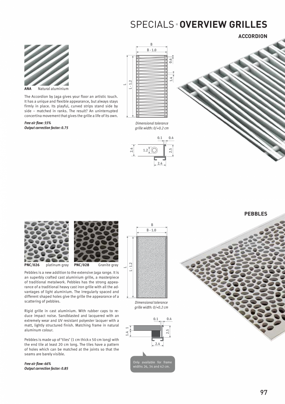 Pagina 6-Grilaje pentru convectoare de pardoseala JAGA MINI CANAL, CANAL COMPACT, CANAL PLUS Fisa tehnica...