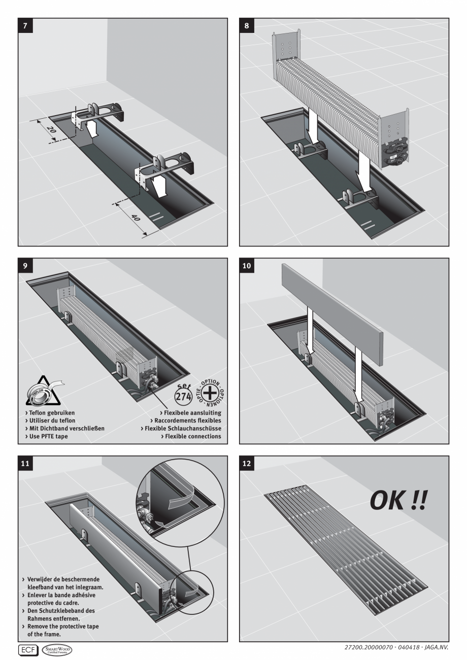 Pagina 4-Convector de pardoseala cu grila de aluminiu JAGA CANAL COMPACT Instructiuni montaj, utilizare...