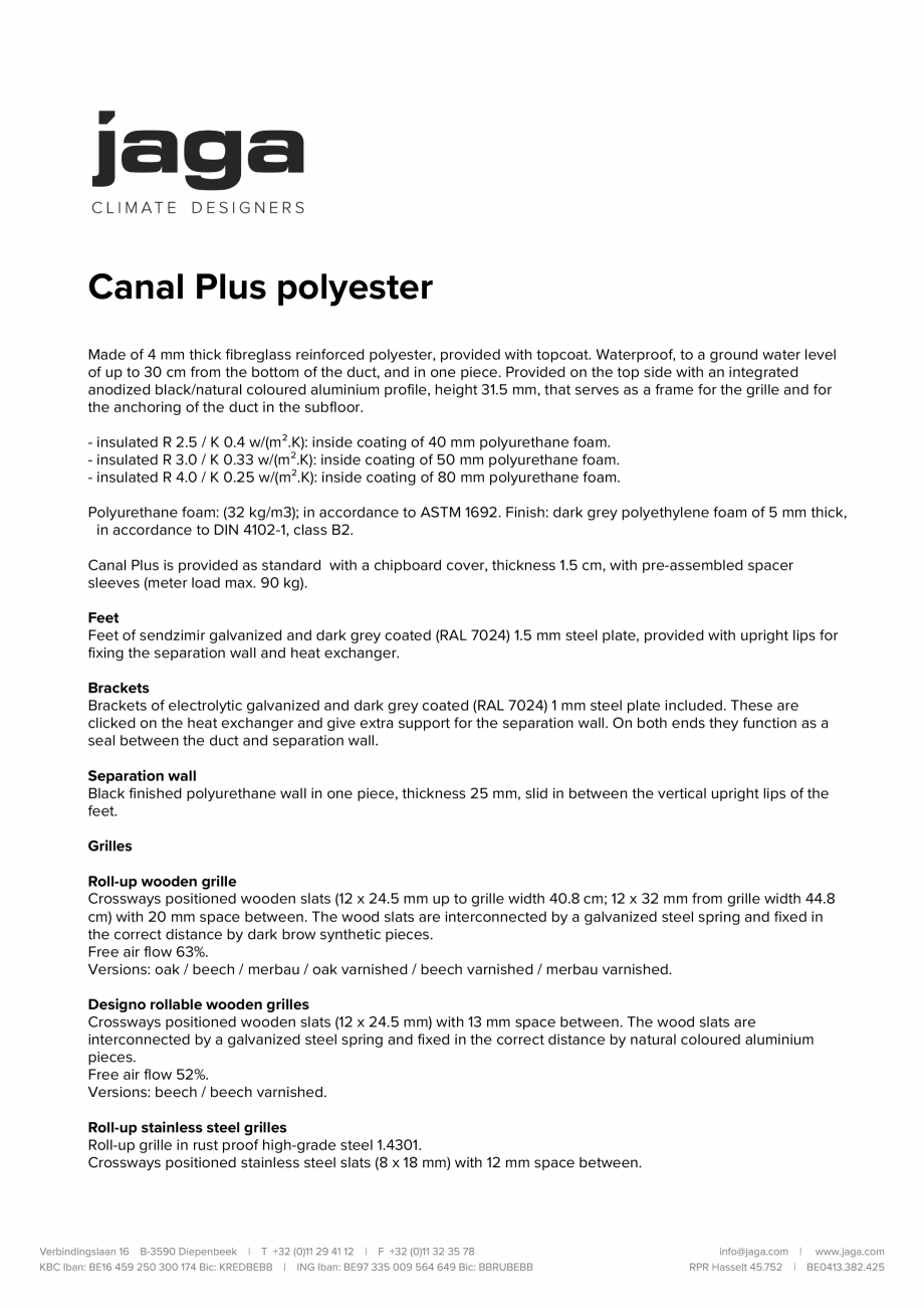 Pagina 1-Convector de pardoseala cu grila de lemn - Polyester JAGA CANAL PLUS Fisa tehnica Engleza Canal Plus...