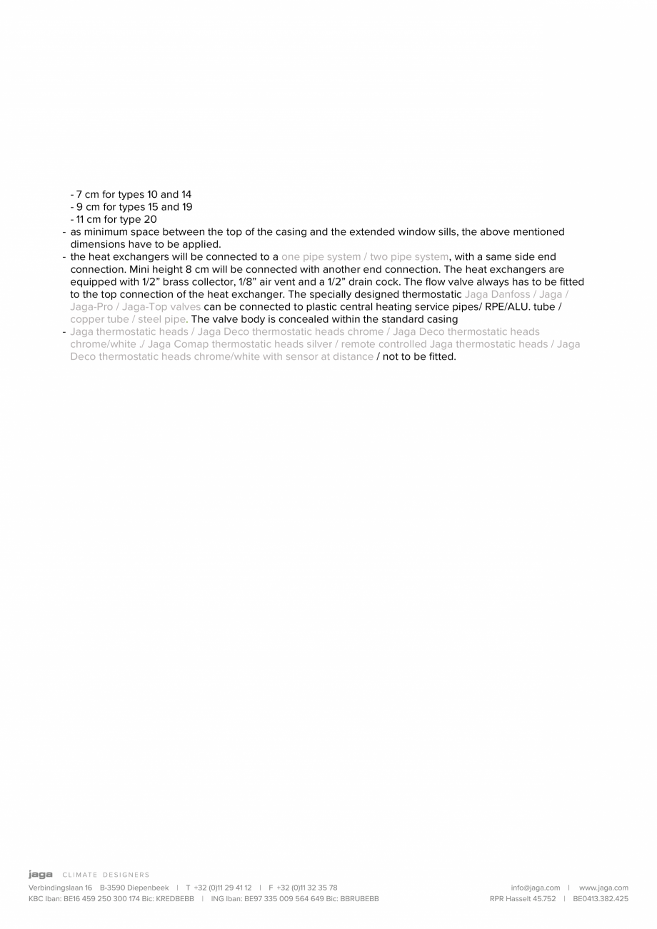 Pagina 2 - Calorifere de plinta - informatii aditionale JAGA MINI Wall, MINI Free Standing / DBE...