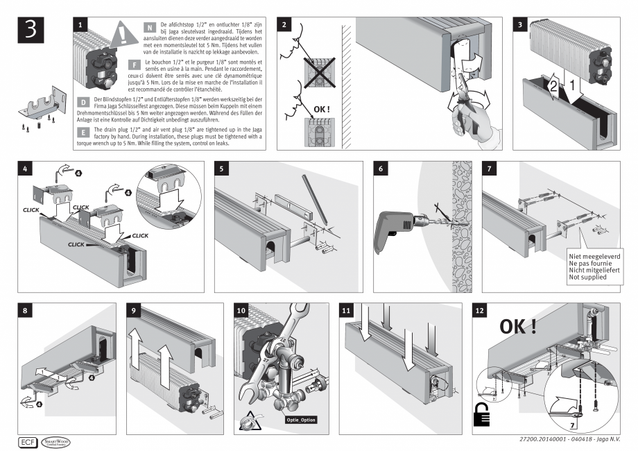 Pagina 6-Calorifere de plinta JAGA MINI Wall Instructiuni montaj, utilizare Engleza, Franceza, Germana r...