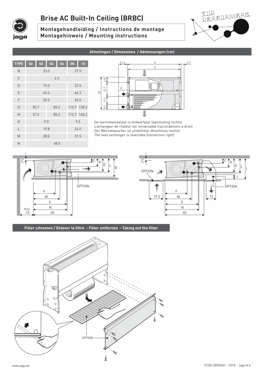 Pagina 2 - Ventiloconvector de perete-tavan - BRBW JAGA BRISE Instructiuni montaj, utilizare Engleza...
