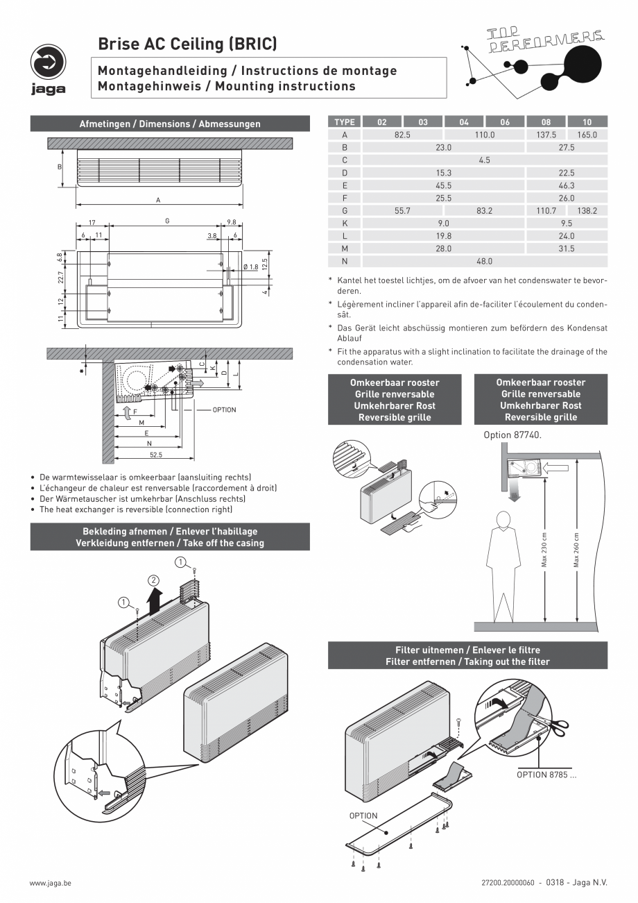 Pagina 2 - Ventiloconvector de perete - BRIW JAGA BRISE Instructiuni montaj, utilizare Engleza,...