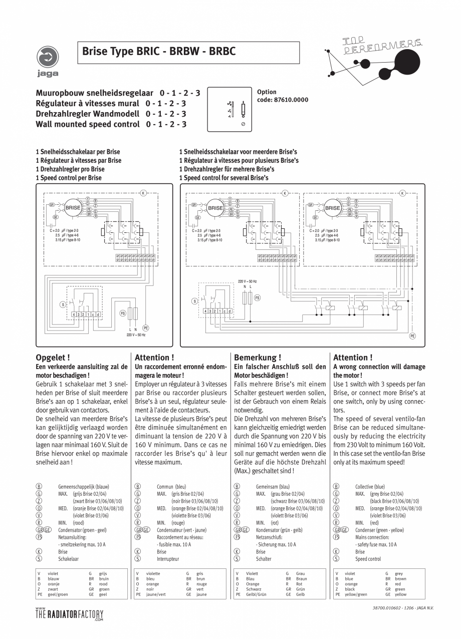 Pagina 1 - Ventiloconvector de perete - BRIC - BRBW - BRBC JAGA BRISE Instructiuni montaj, utilizare...