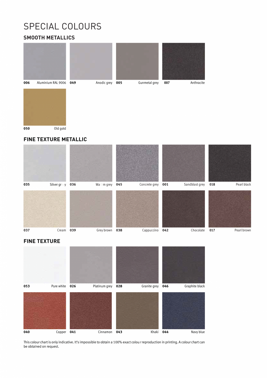 Pagina 2-Paletar culori JAGA CLIMA CANAL, CANAL COMPACT, MINI CANAL, CANAL PLUS, MINI Wall, MINI Free...