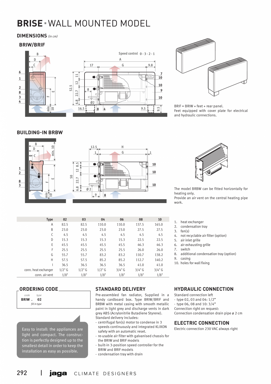 Pagina 3 - Ventiloconvector de perete-tavan - Preturi si accesorii JAGA BRISE Fisa tehnica Engleza ....