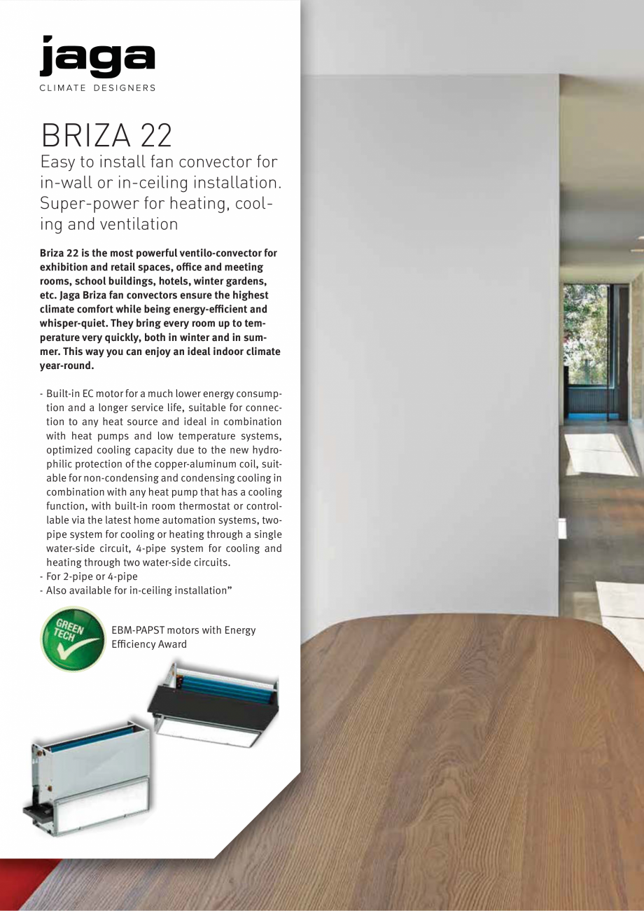 Pagina 15 - Ventiloconvector de perete - Preturi si accesorii JAGA BRIZA Fisa tehnica Engleza ATURE ...