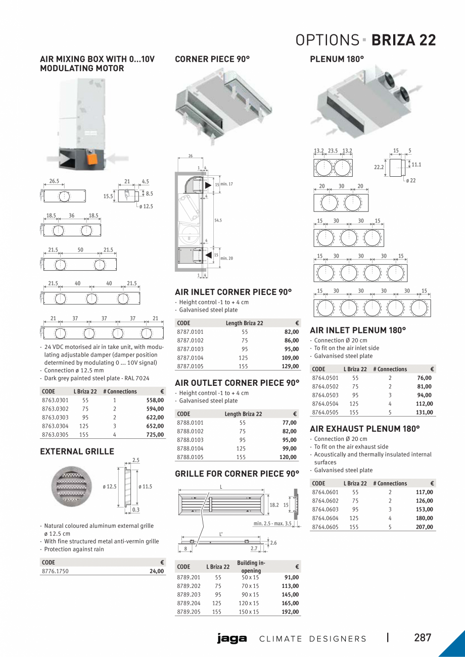 Pagina 8-Ventiloconvector de perete-tavan - Preturi si accesorii JAGA BRIZA 22 Fisa tehnica Engleza riza 22...