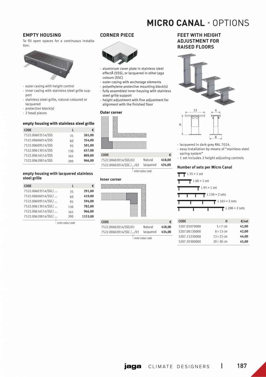 Pagina 6-Ventiloconvector de pardoseala - Preturi si accesorii JAGA MICRO CANAL Fisa tehnica Engleza N SET...