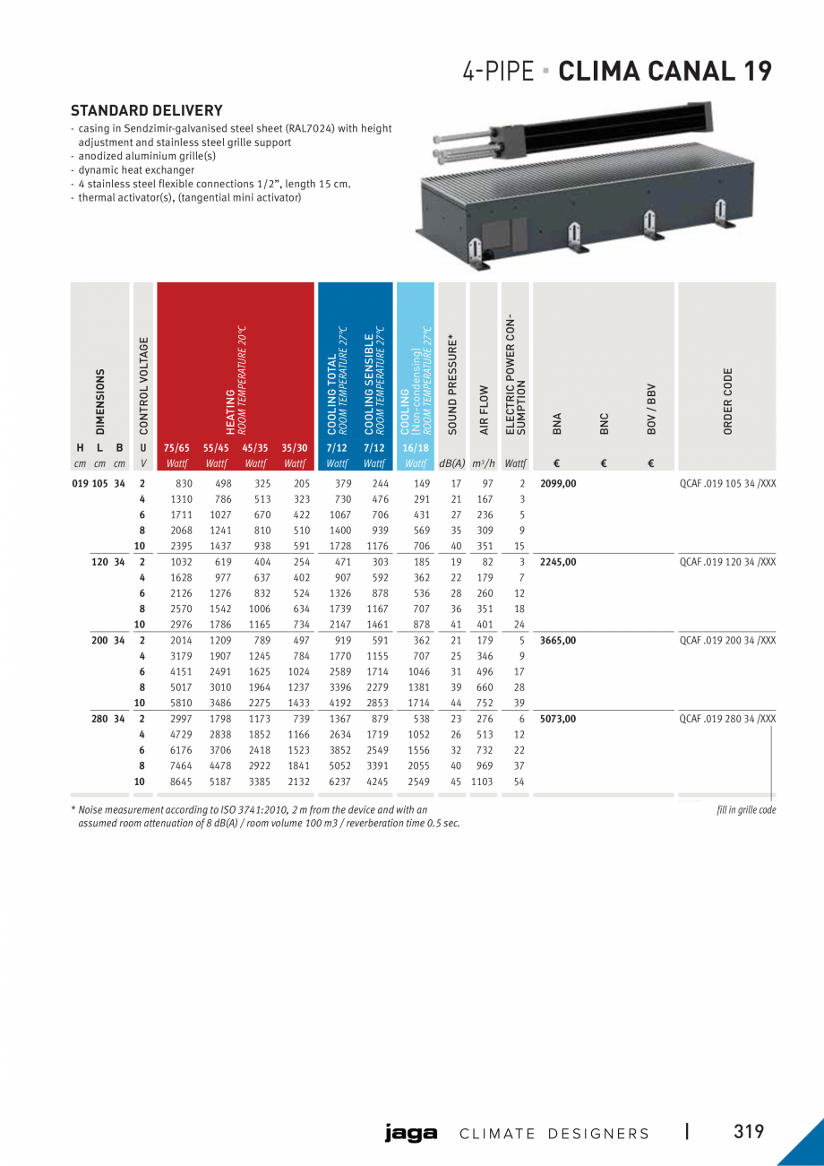 Pagina 14-Ventiloconvector de pardoseala 10/13/19 - Preturi si accesorii JAGA CLIMA CANAL Fisa tehnica Engleza...