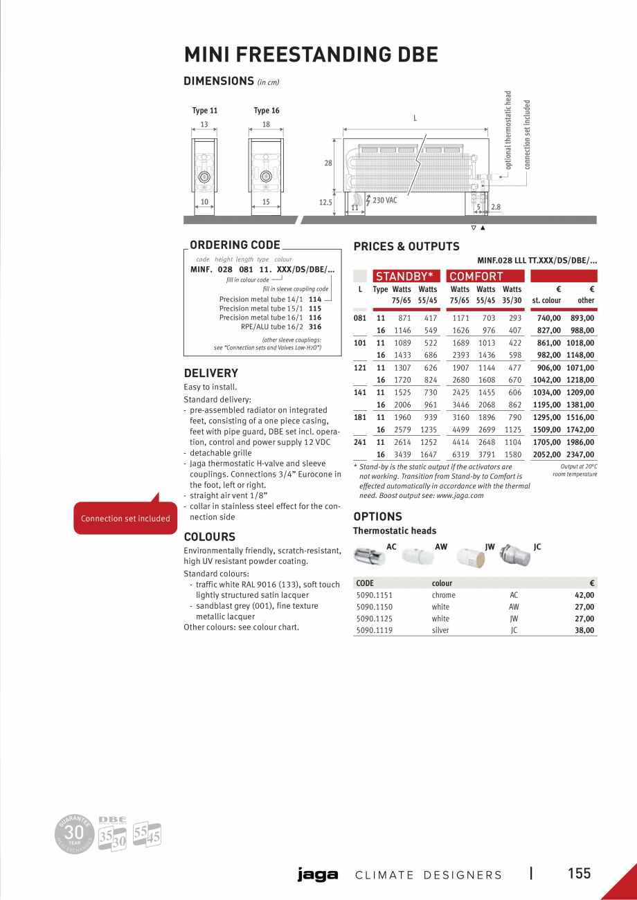 Pagina 4 - Calorifere de plinta cu picioruse - Preturi si accesorii JAGA MINI Free Standing / DBE...