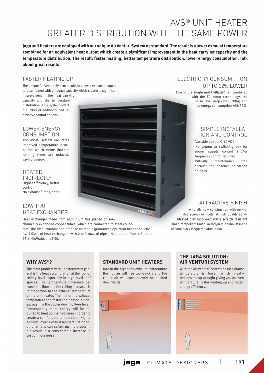 Pagina 4-Unitate incalzire AVS® UNIT HEATER JAGA Fisa tehnica Engleza rtually
maintenance
free
because...