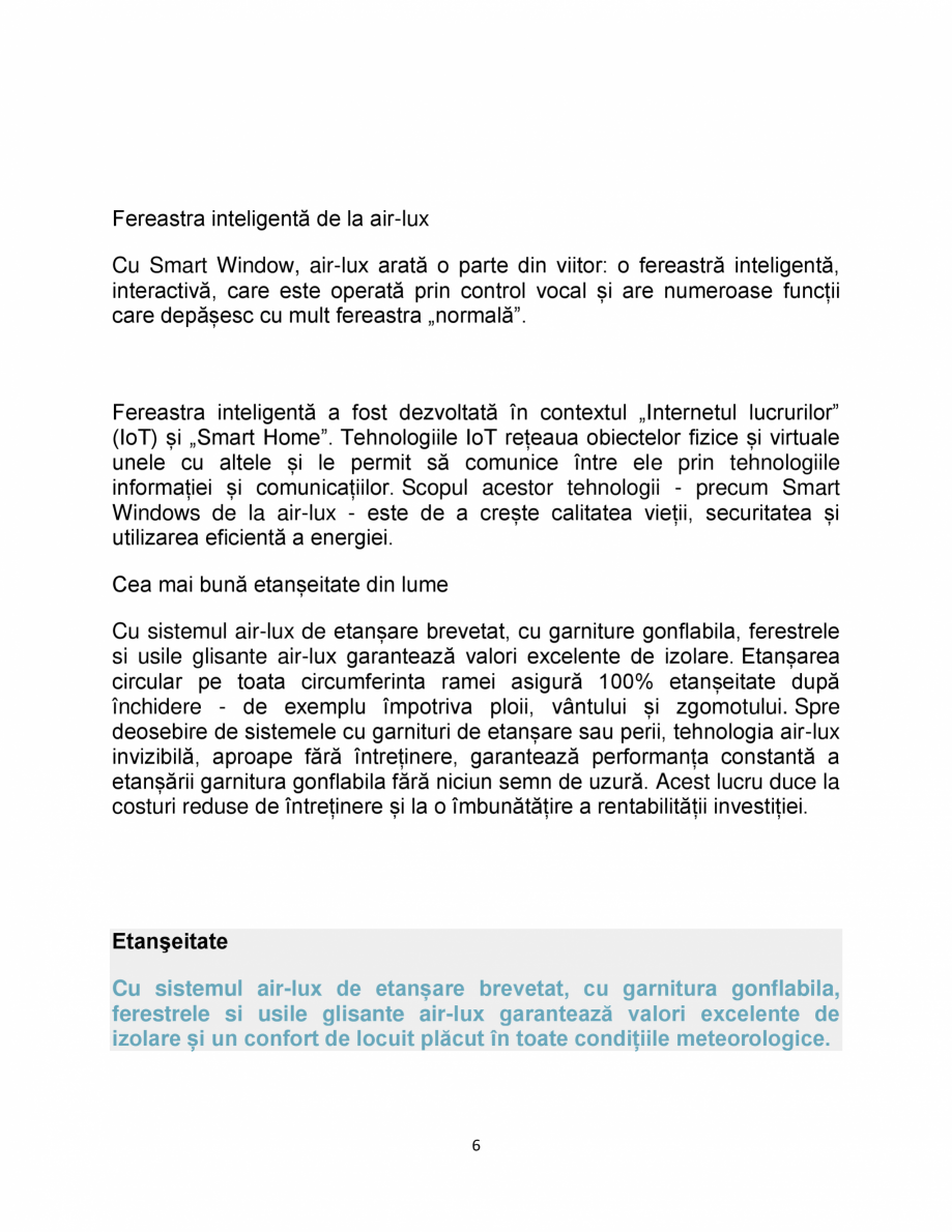 Pagina 6-Sistem de usi glisante air-lux air-lux Catalog, brosura Romana . Acest lucru duce la
costuri reduse ...
