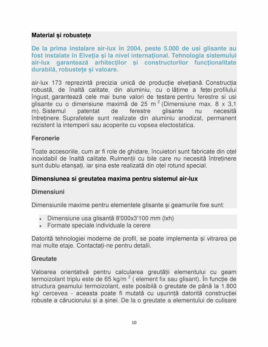 Pagina 10-Sistem de usi glisante air-lux air-lux Catalog, brosura Romana sile glisante air-lux sunt proiectate...