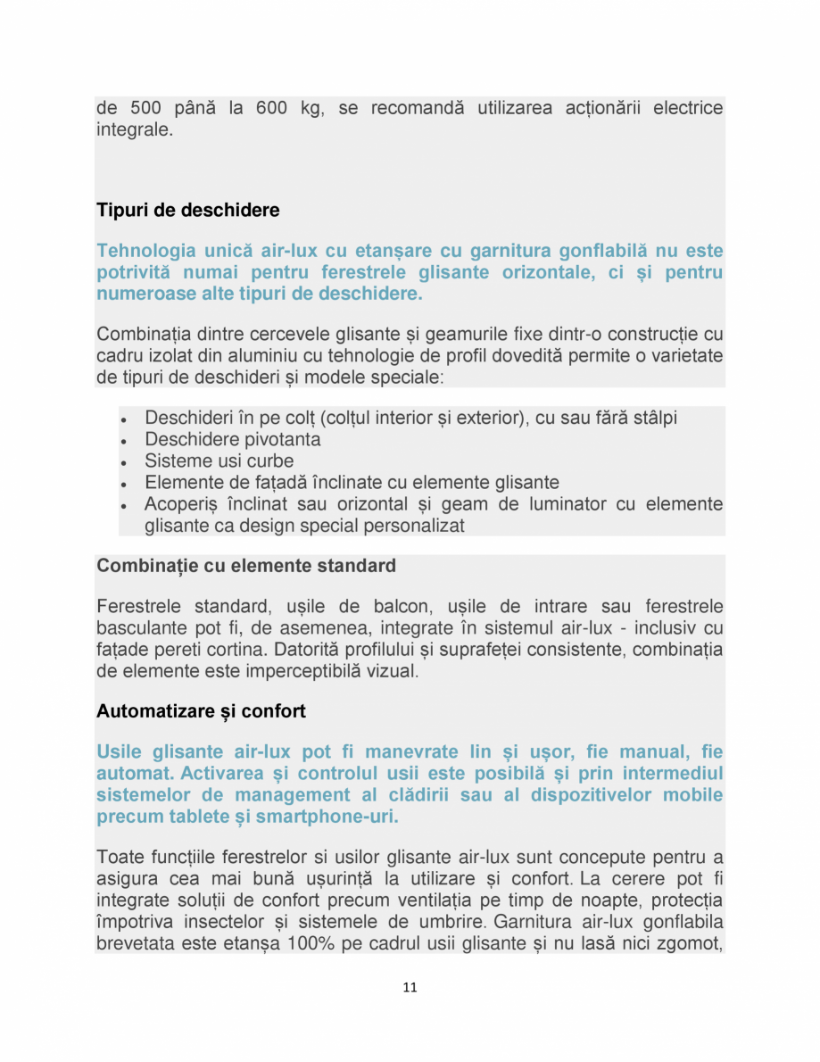 Pagina 11 - Sistem de usi glisante air-lux air-lux Catalog, brosura Romana  gonflabile
pentru...