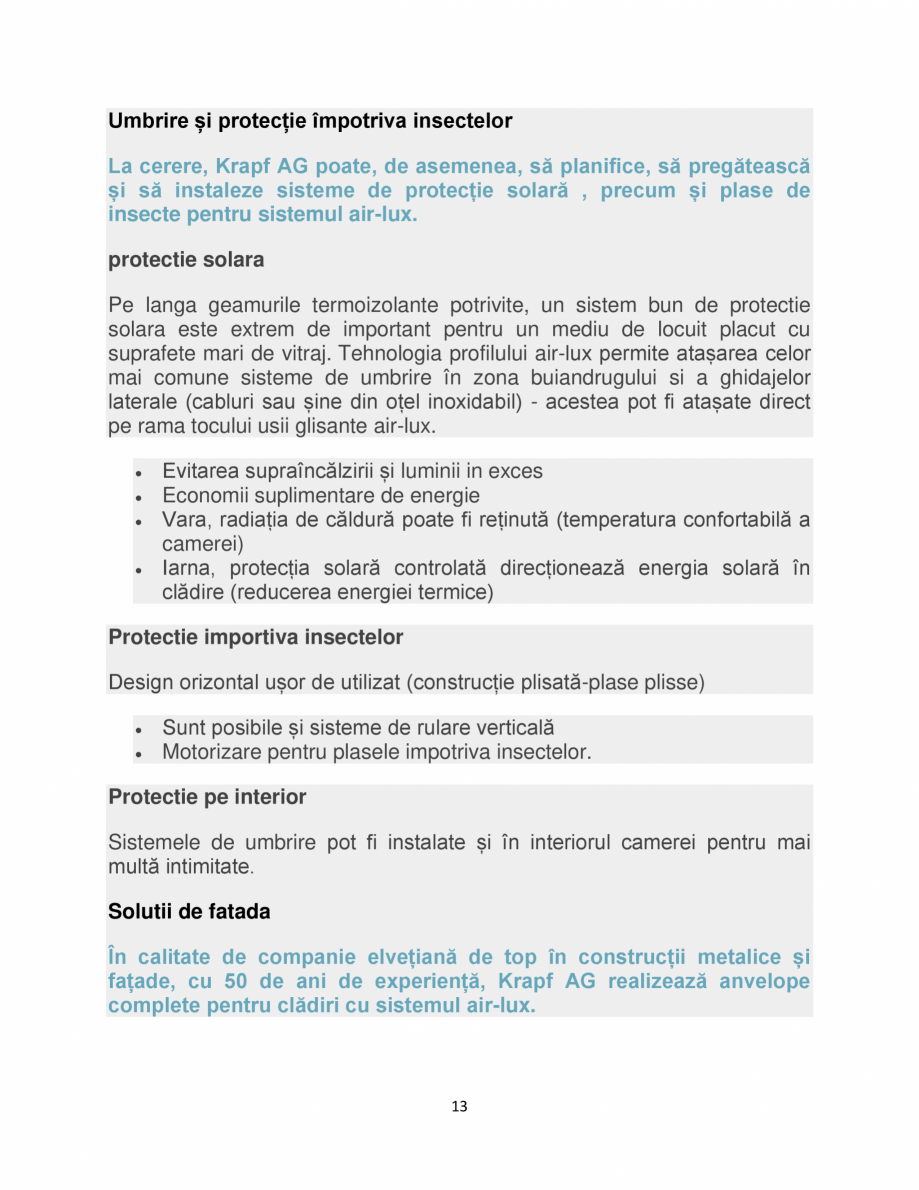 Pagina 13-Sistem de usi glisante air-lux air-lux Catalog, brosura Romana dă utilizarea acționării electrice...